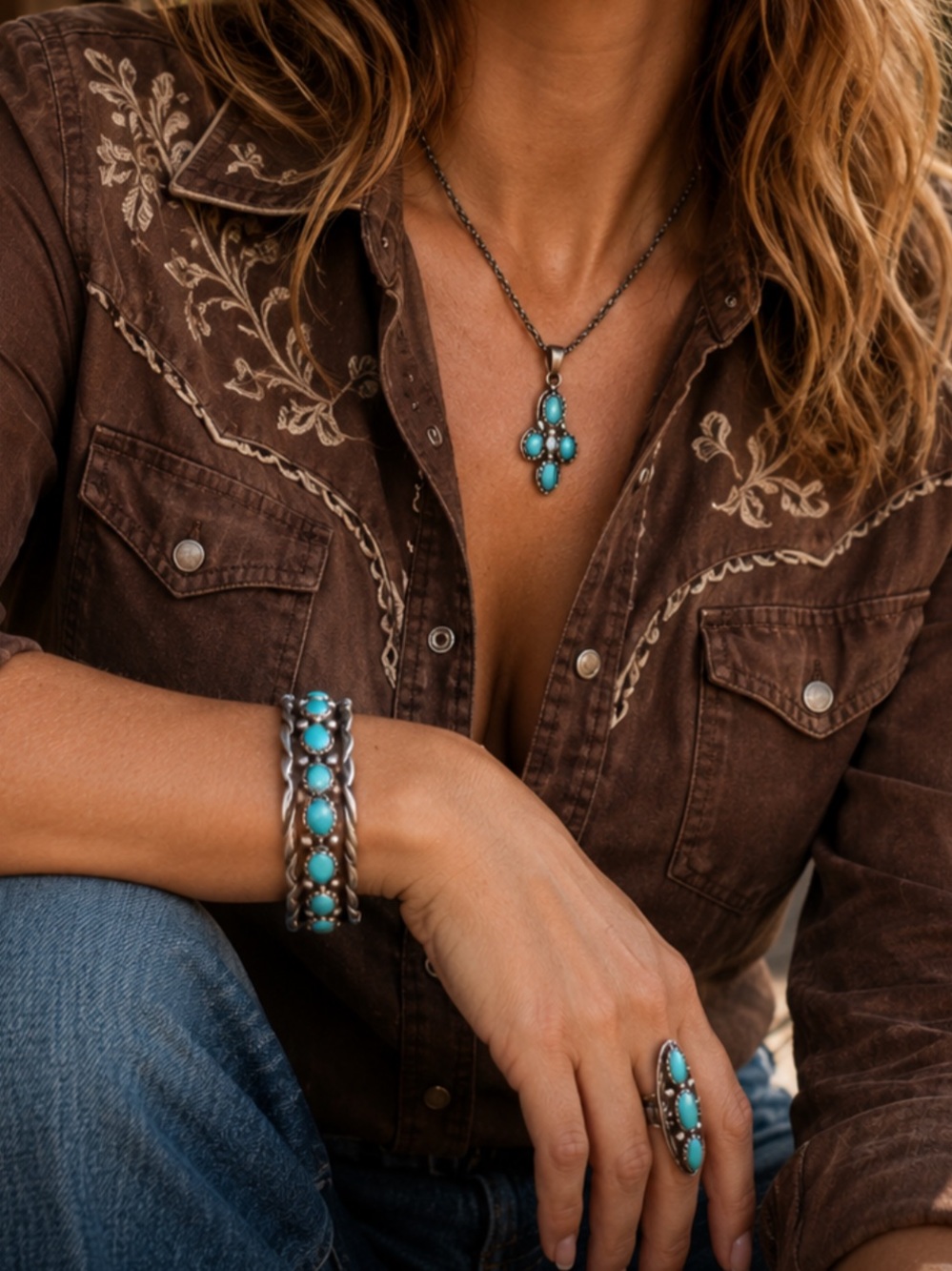 Navajo E Carviso Turquoise & Sterling Silver Cuff Bracelet